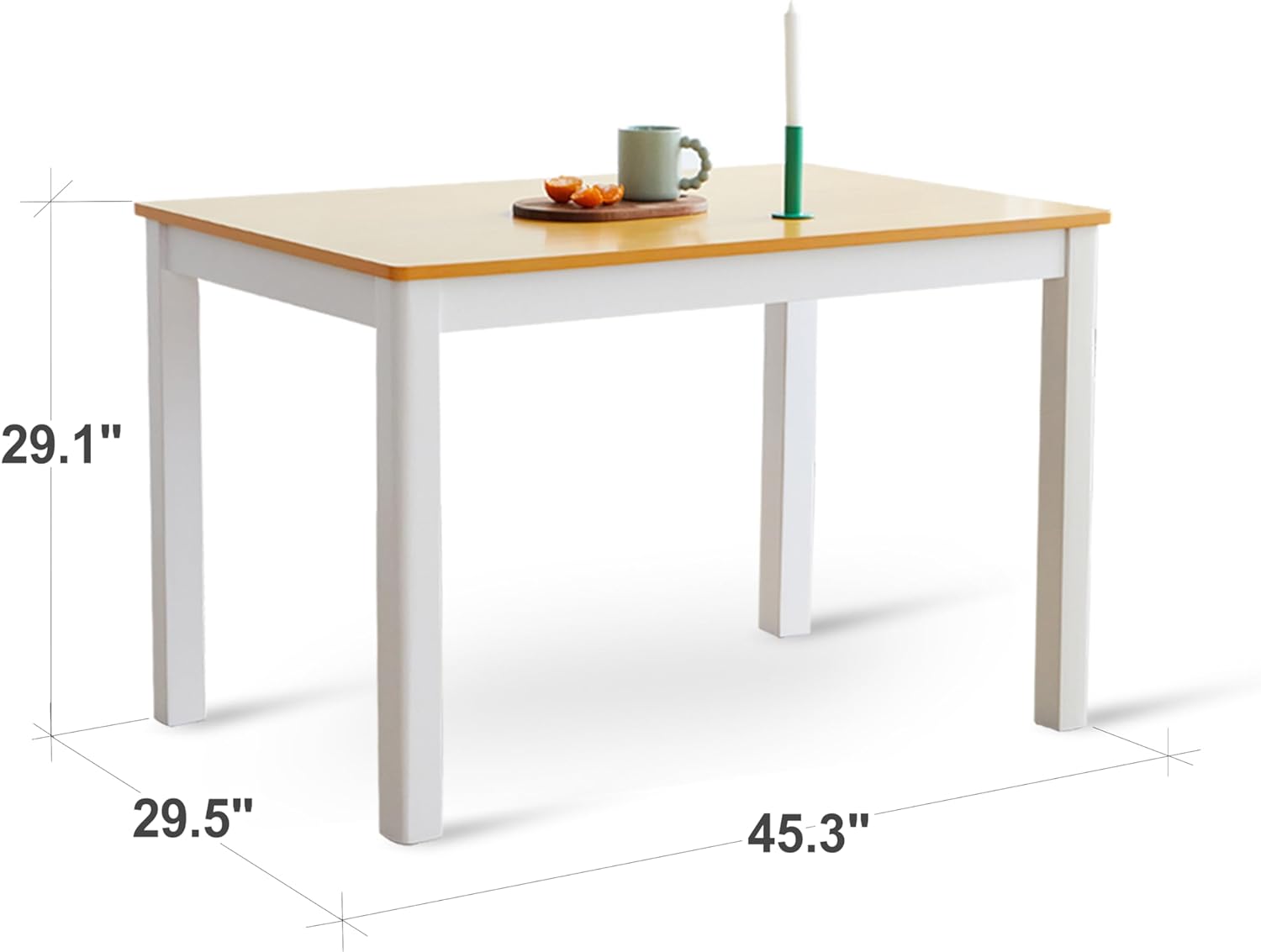 Livinia Cabin Mesa de comedor de madera de 45.3 pulgadas, pequeña, rectangular,