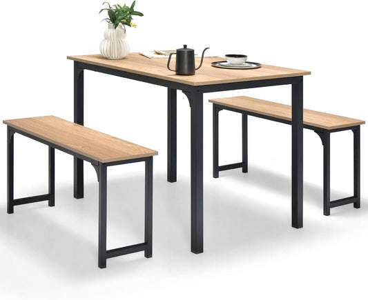 Giantex Juego de mesa de comedor para 4, juego de mesa de cocina industrial con