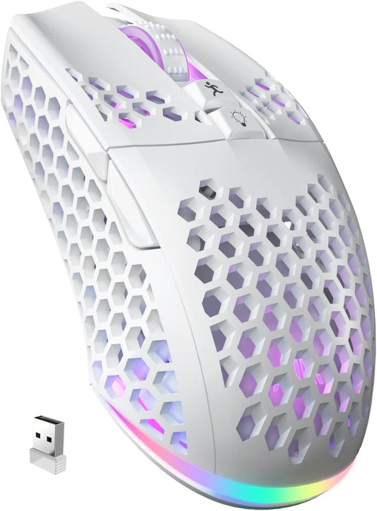 SM600 - Ratón inalámbrico blanco para juegos, 8000 DPI Tri-Modos BT5.1Tipo-C...