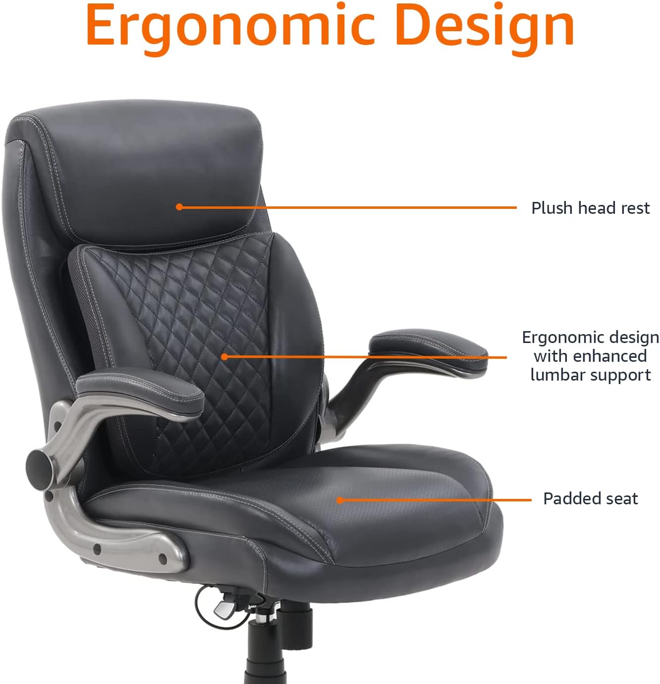 Tienda Basics Silla de escritorio ergonómica de oficina ejecutiva con...