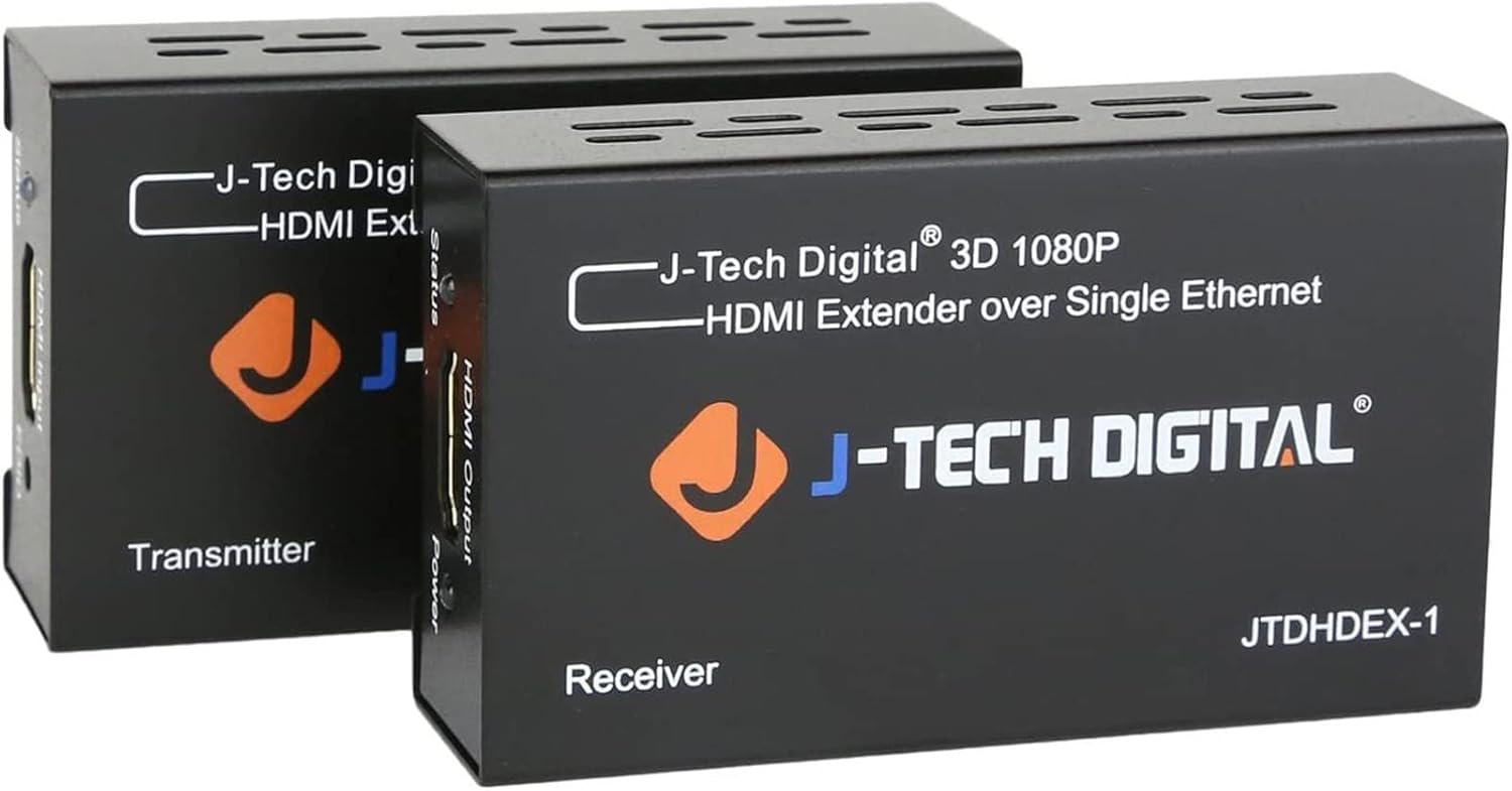 J-Tech Digital Extensor HDMI sobre cat5e6 1080P a 200 pies HDMI Balun sobre...