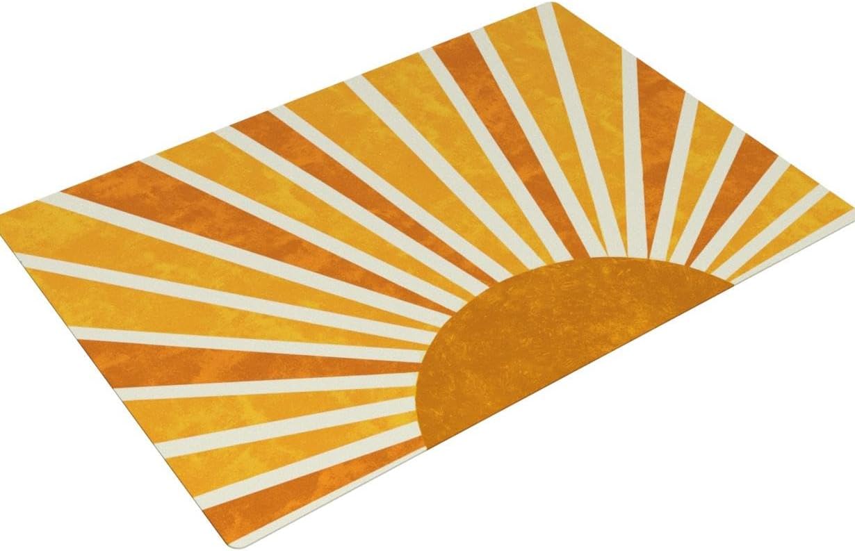 Lahome Alfombra lavable a máquina con estampado solar, 5 x 7 pies, para sala de...