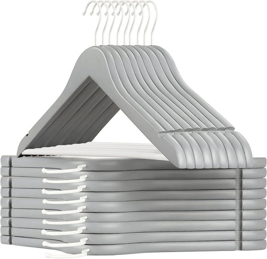 TOPIA HANGER Perchas de madera prémium con barra antideslizante para...