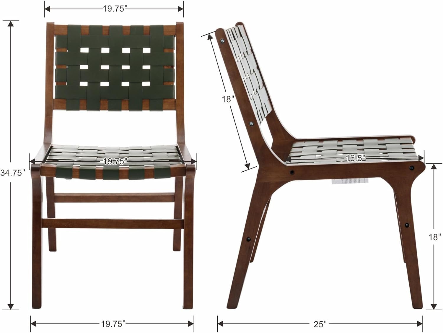 Juego de 2 sillas de comedor estilo granja, de piel sintética, modernas, con