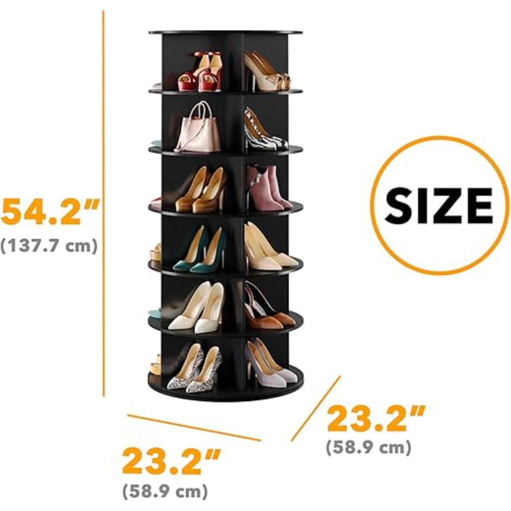 Zapatero giratorio negro de 6 niveles SpaceAid