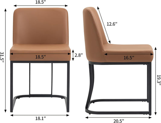 Juego de 4 sillas de comedor de piel sintética, sillas de comedor modernas de