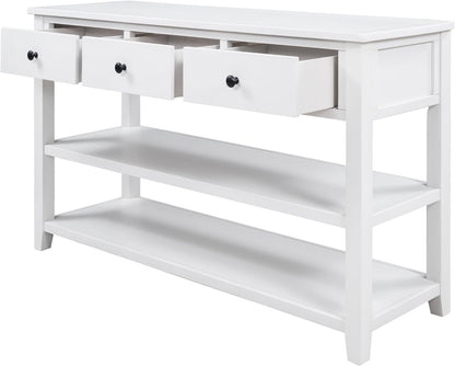Knocbel Mesa consola con 3 cajones y 2 estantes de capas, mesa de sofá retro de