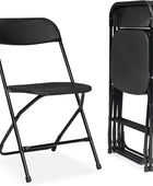 Juego de 4 sillas plegables, sillas plegables de plástico negro con marco de...
