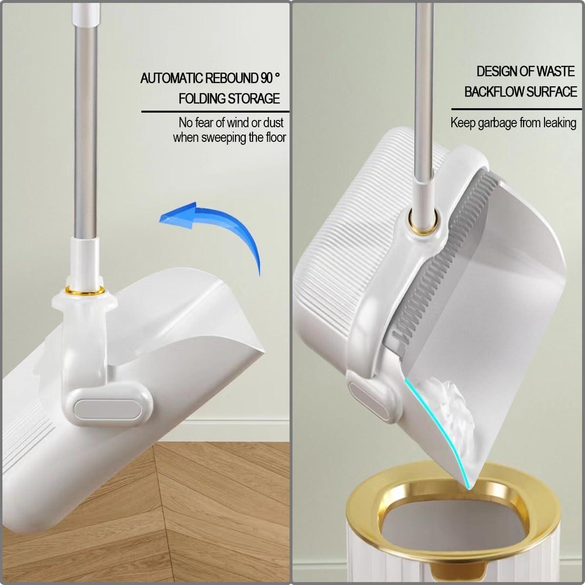 Juego combinado familiar mejorado de escoba y recogedor, mango empalmado