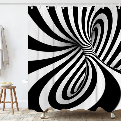 Cortina de ducha abstracta a rayas, diseño moderno para bañeras, juego de