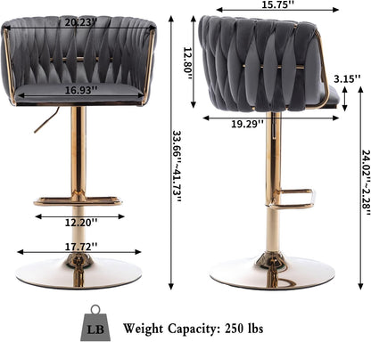 Taburete de bar, taburetes de bar tejidos de terciopelo, taburetes de bar