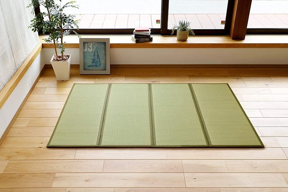 MIINA Colchón de tatami tradicional japonés, Igusa (hierba rusa), tapete de...