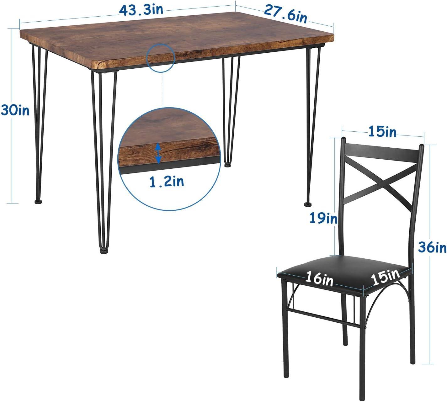 Juego de mesa de comedor de cocina para comedor, rincón de desayuno, 4 sillas