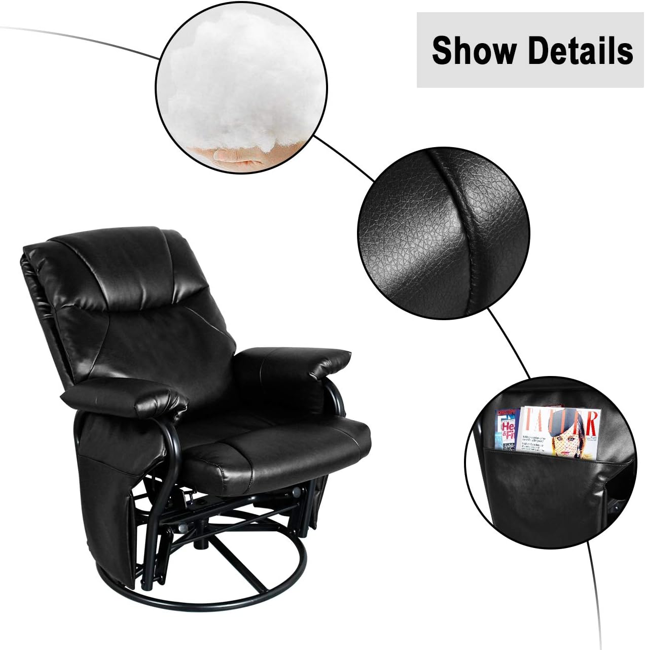 AODAILIHB Juego de sillas mecedoras con silla giratoria otomana de 360,...