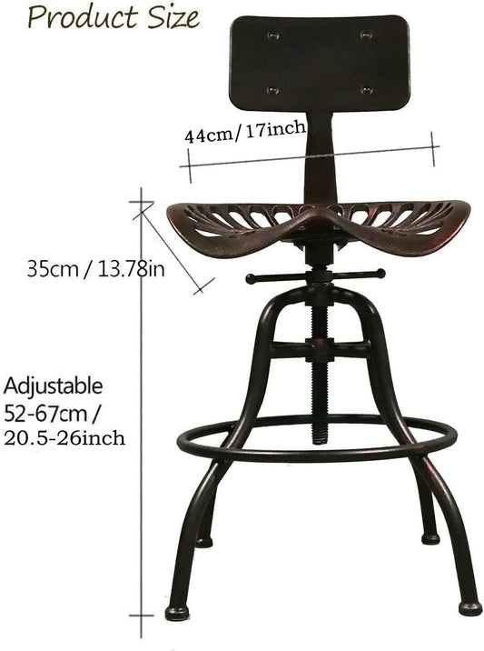 Diwhy Silla de respaldo ajustable de metal de diseño industrial Silla Tractor