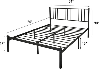 LUCKYERMORE Base de cama Queen con cabecero, marco resistente con listones de