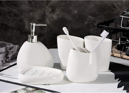 Juego de accesorios de baño de cerámica blanca, juego de encimera de tocador de