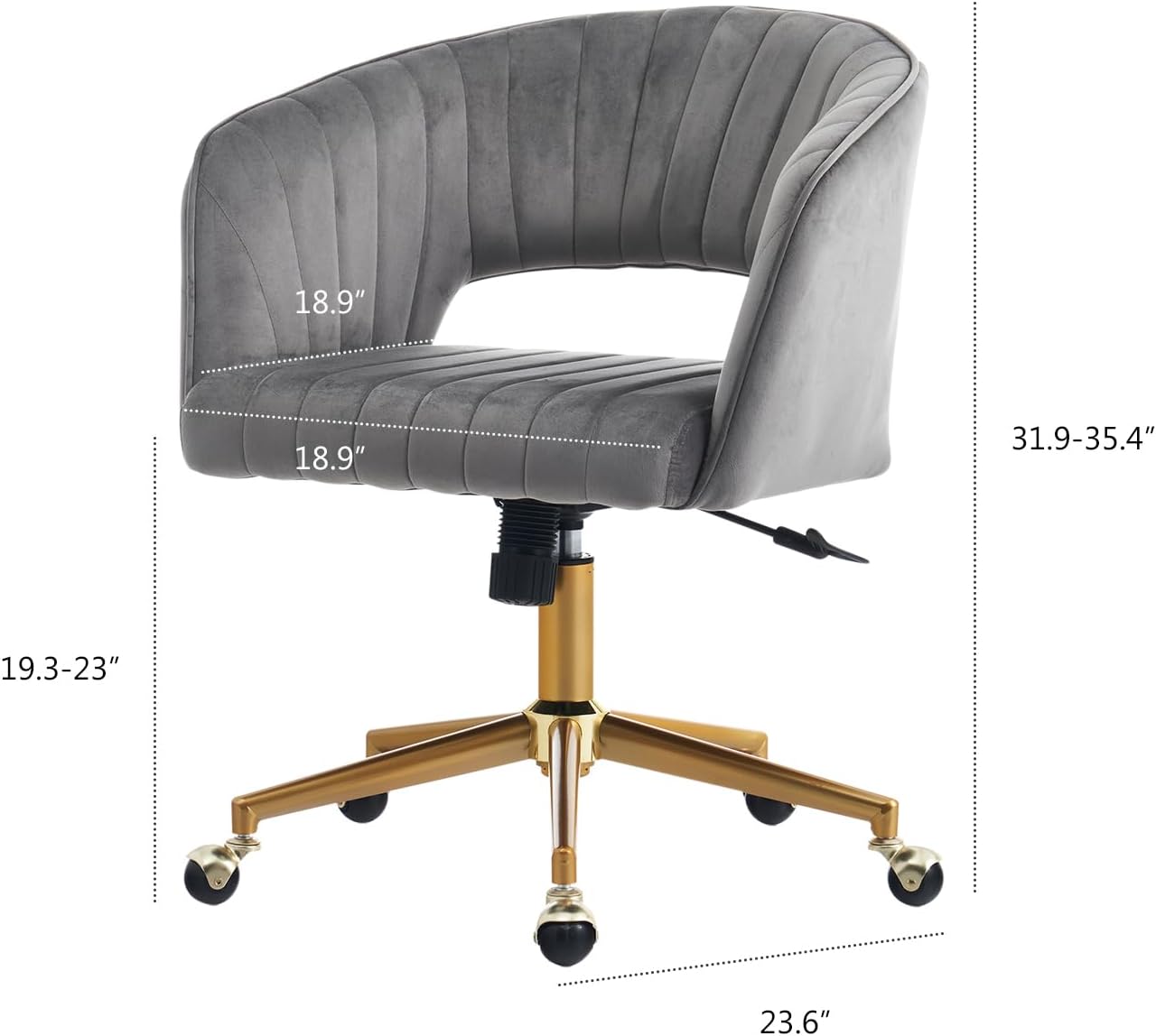 Kiztir Silla de oficina en casa de terciopelo, moderna silla giratoria de...