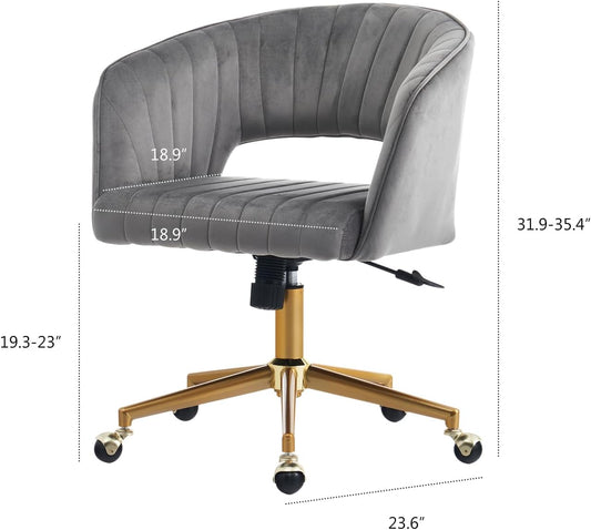 Kiztir Silla de oficina en casa de terciopelo, moderna silla giratoria de...