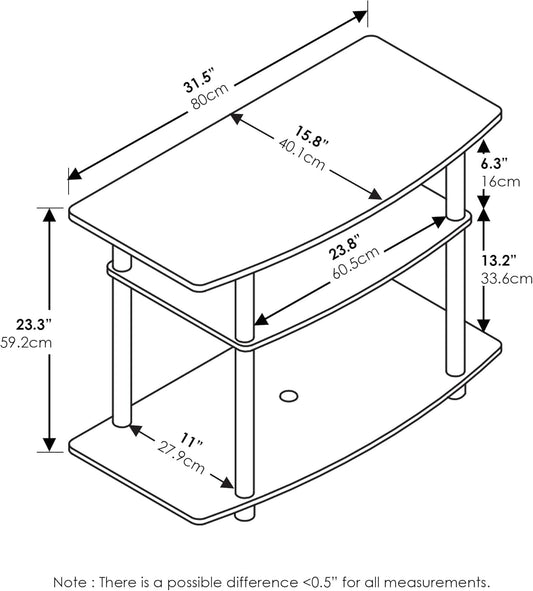 Furinno Tools - Mesa de 3 niveles para TV., Madera, Roble francés grisnegro.