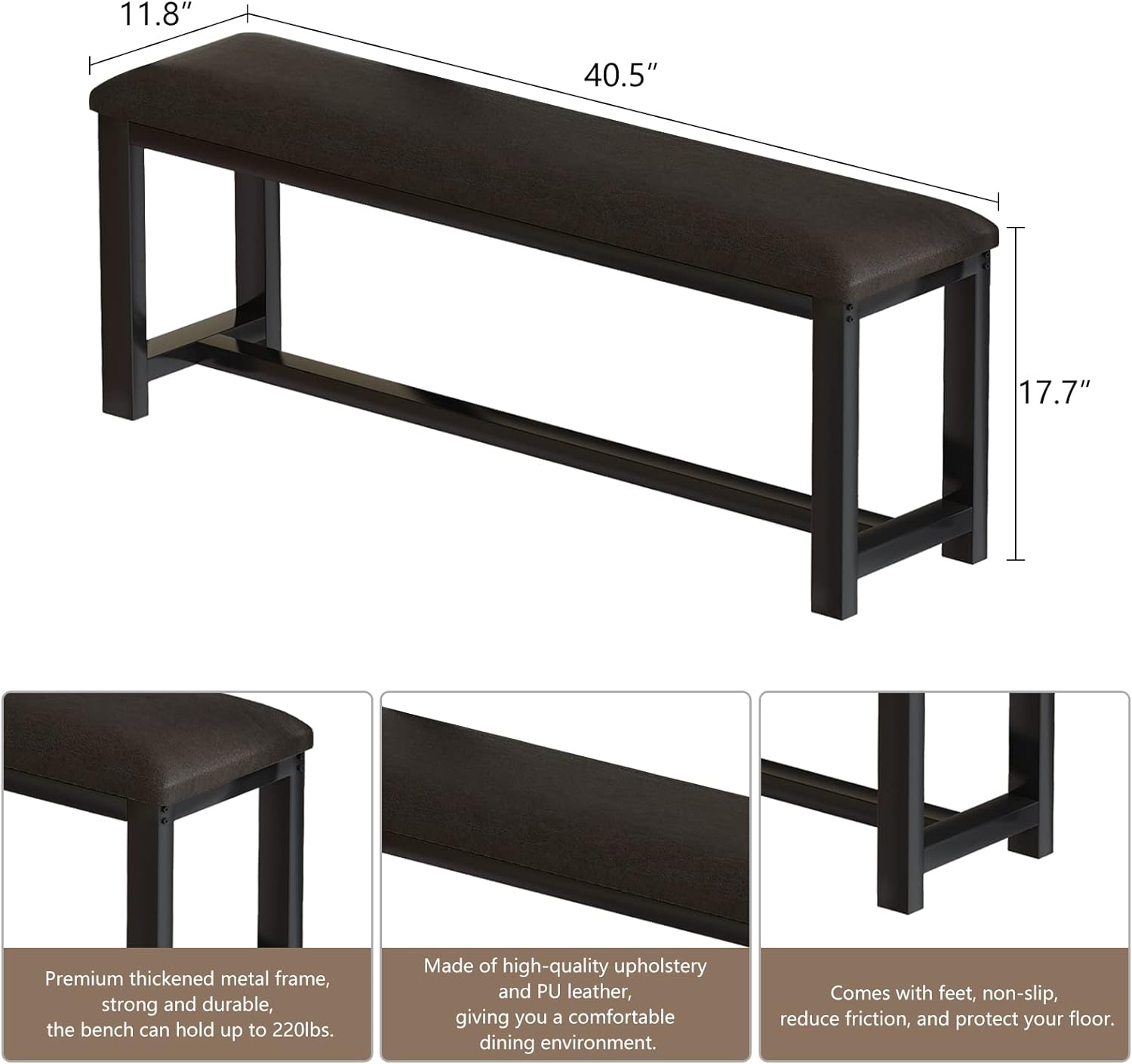 Juego de mesa de comedor para 4, juego de mesa de cocina con 2 bancos de