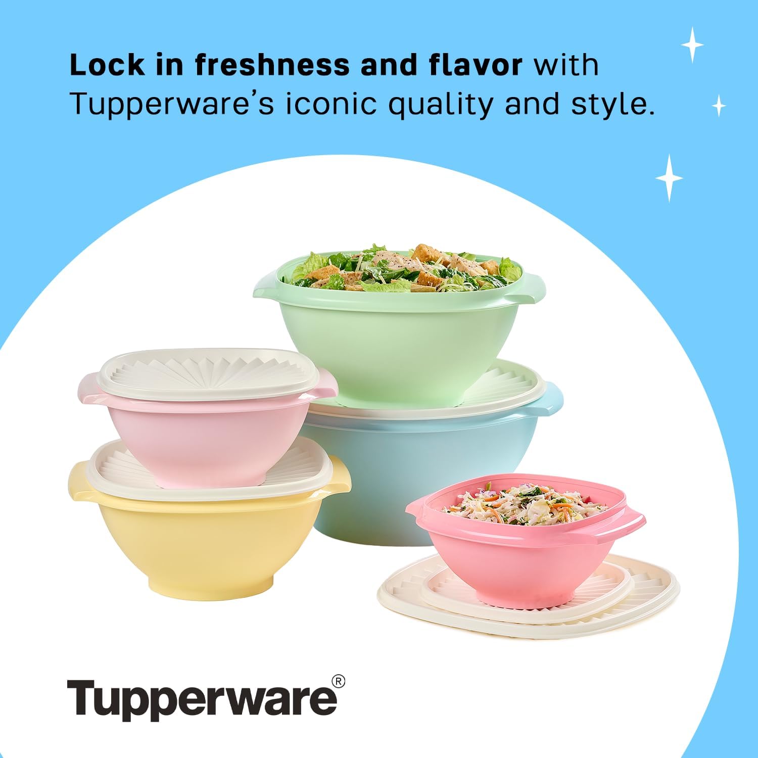 Tupperware Heritage Collection - Juego de 5 cuencos + 5 tapas (10 piezas) para...