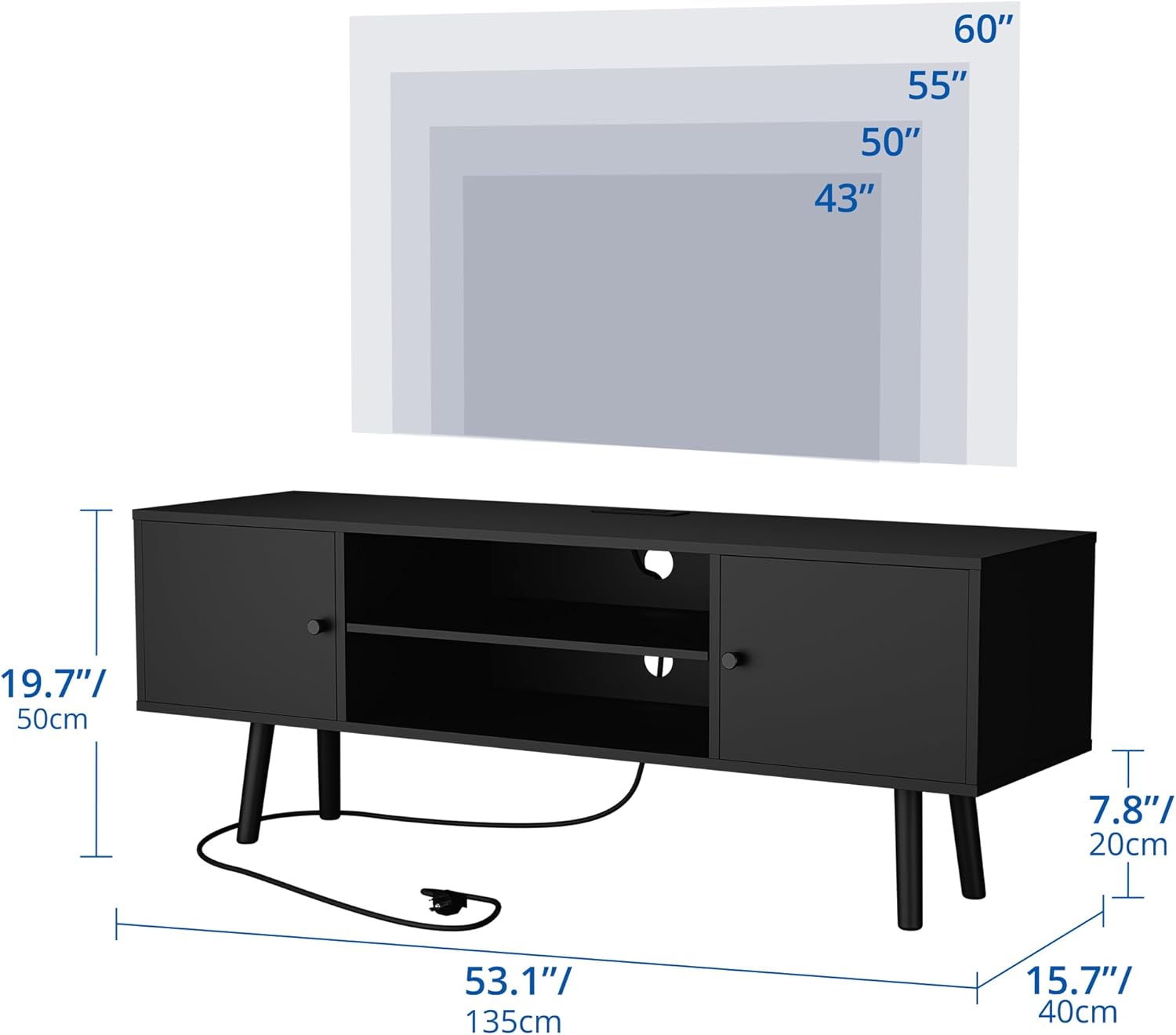 Cozy Castle Moderno soporte de TV para TV de 60 pulgadas, consola de TV para...