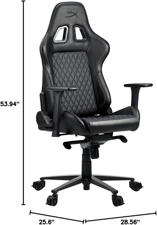 HyperX Jet Black - Silla ergonómica para videojuegos, tapicería de cuero, silla...