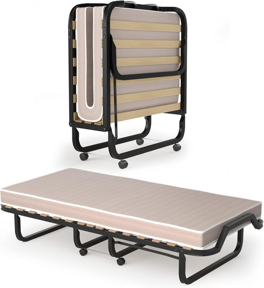 GORELAX Cama individual plegable, cama portátil tamaño cuna con colchón de