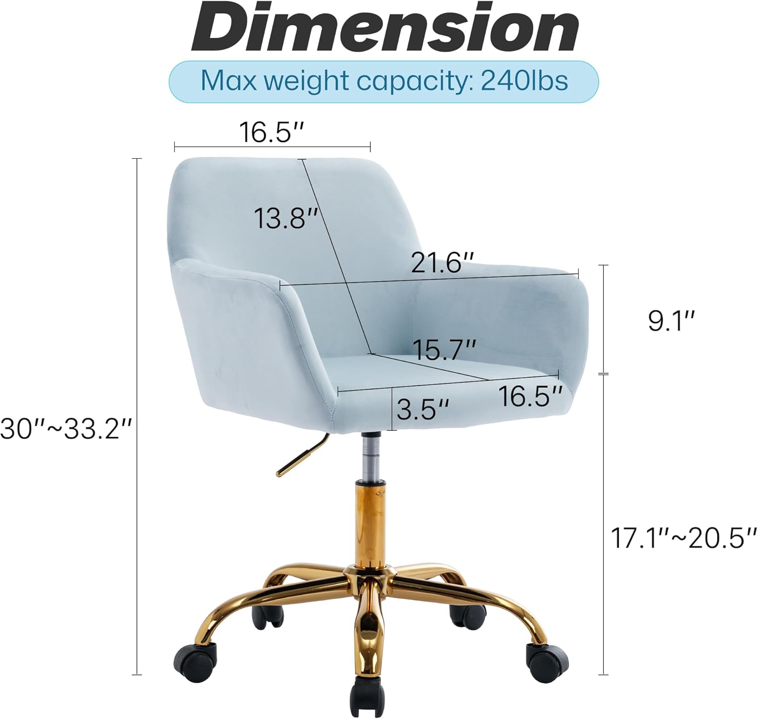 KCC Silla de escritorio de terciopelo para oficina, cómoda silla giratoria...