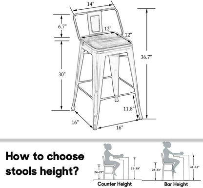 Home Taburetes de bar giratorios de metal para mostrador juego de 4 sillas de