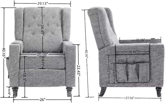 Silla reclinable, silla reclinable con brazo, moderna con botones copetudos,...