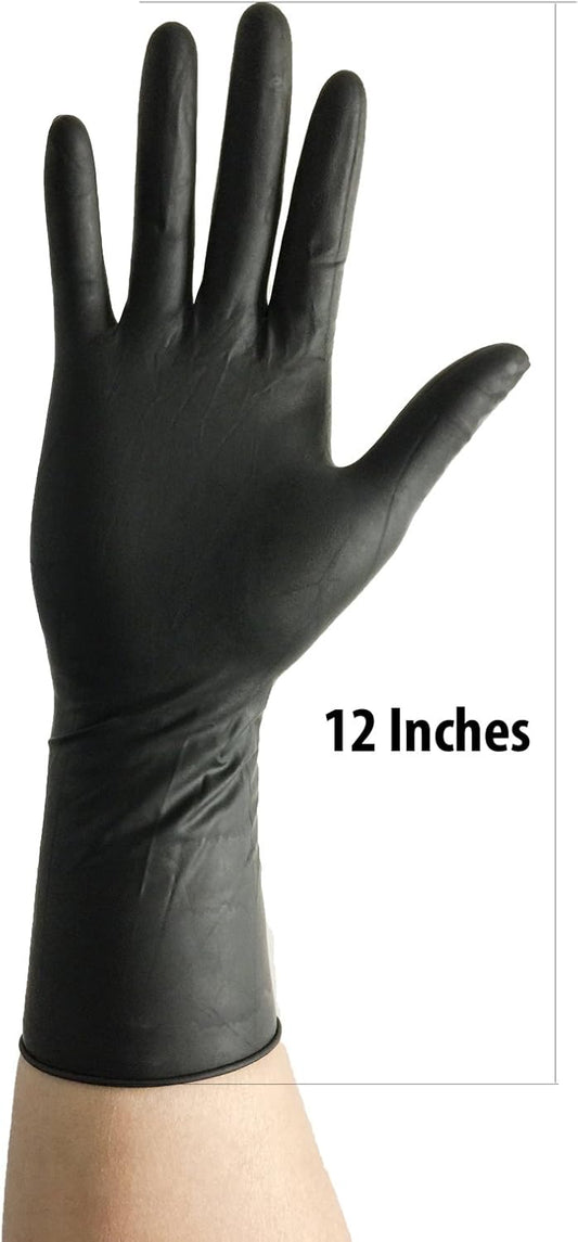 guantes negros descartables de látex, 12 pulgadas de longitud, grosor de 2164,