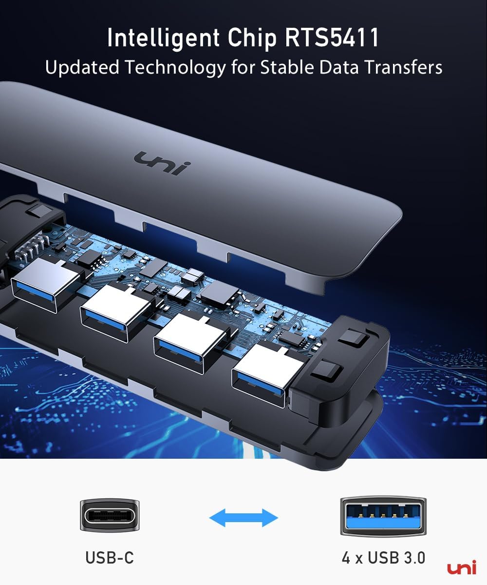 uni Adaptador multipuerto USB C a USB, divisor USB C de 4 puertos de aluminio...