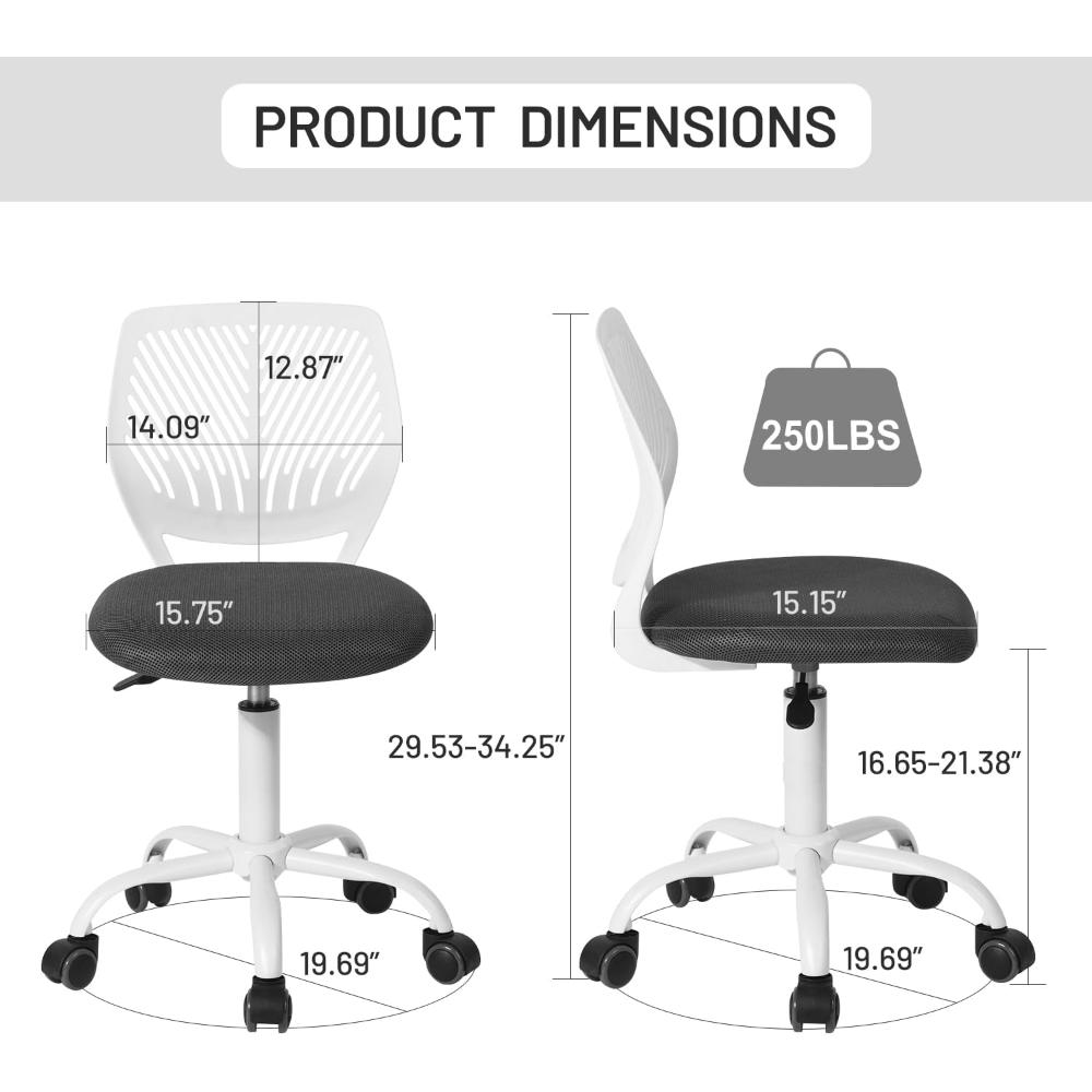Silla Furniturer, Ergonómica, Siento De Malla Giratoria Con Altura Ajustable
