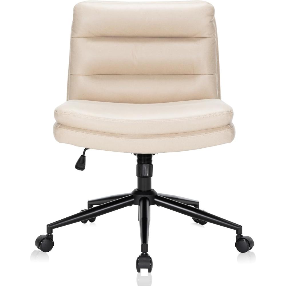 Silla Cruzada Con Patas Para Oficina, Giratoria, ESTRUCO, Gamuza Beige