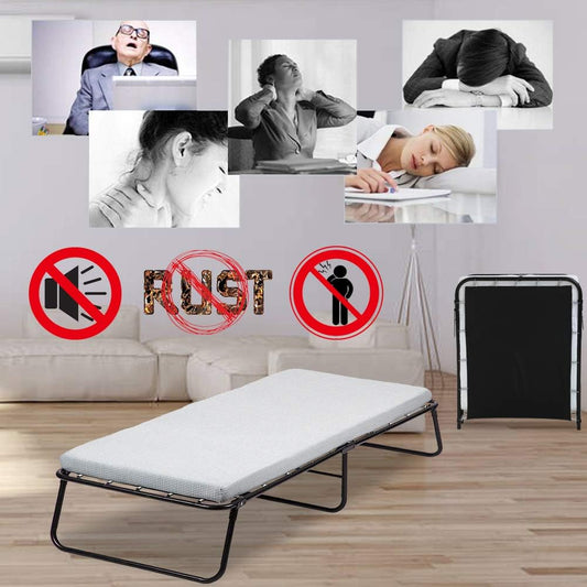 Cama plegable portátil con colchón, cama plegable tamaño individual, cama de