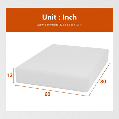 Colchón Queen de espuma viscoelástica de gel de 12 pulgadas con funda de