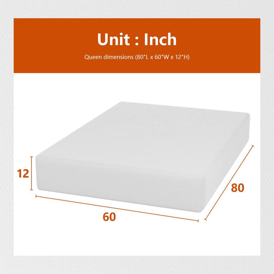 Colchón Queen de espuma viscoelástica de gel de 12 pulgadas con funda de