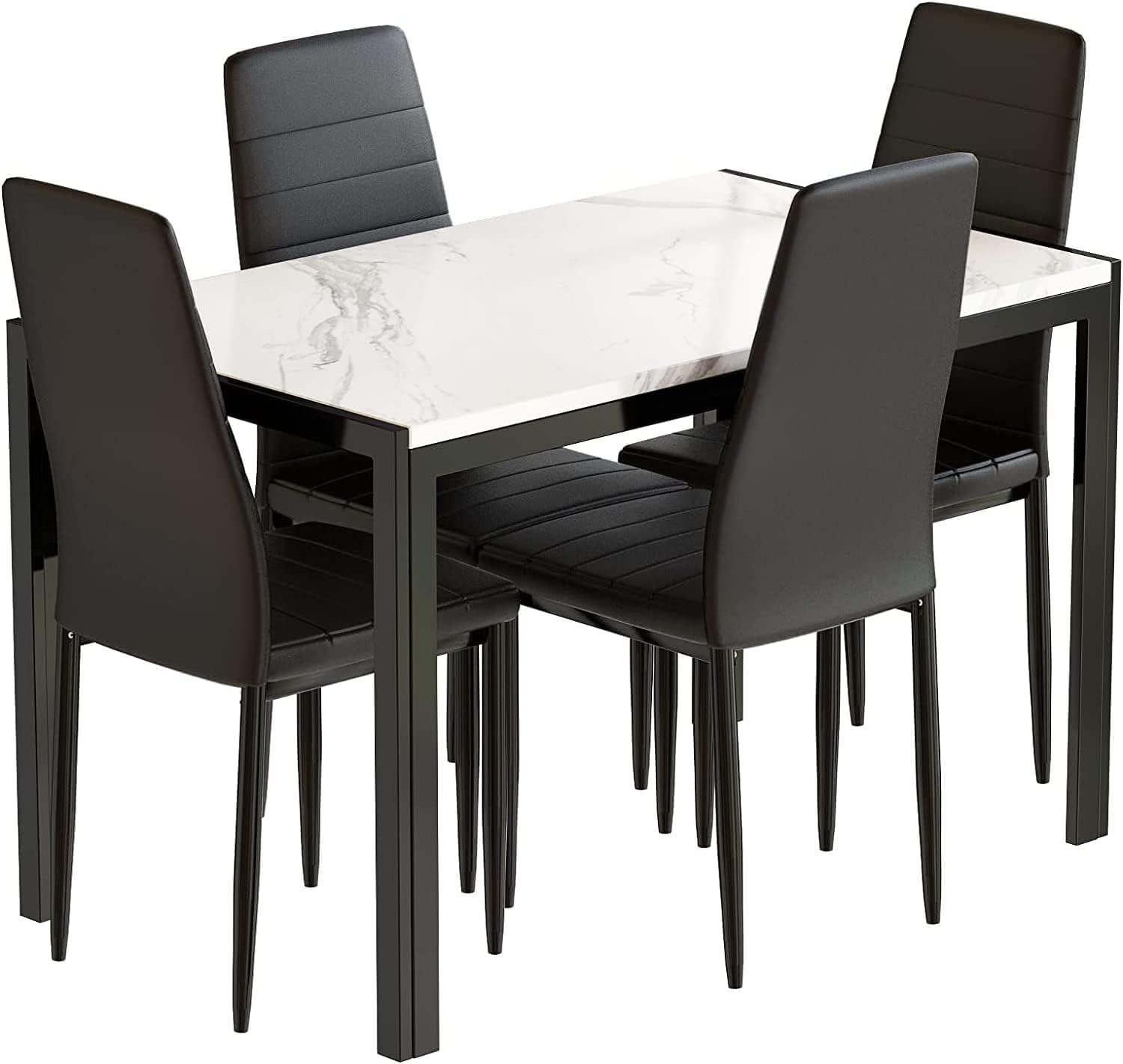 Lamerge Juego de mesa de comedor de mármol sintético para mesa de comedor de...