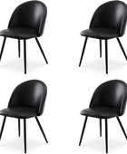 Juego de 4 sillas de comedor de piel sintética, silla auxiliar moderna, asiento