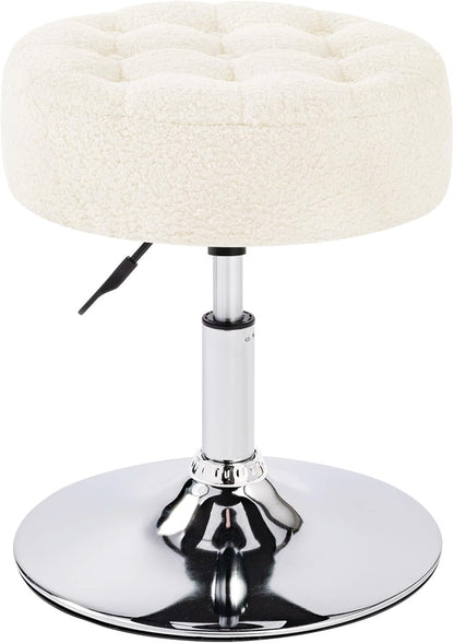 Taburete otomano moderno redondo de piel sintética, taburete de maquillaje