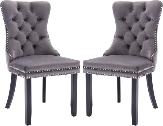 Juego de 2 sillas de comedor de terciopelo, sillas de comedor copetudas con...
