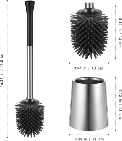 Juego de 2 cepillos para inodoro 2 unidades de silicona de acero inoxidable