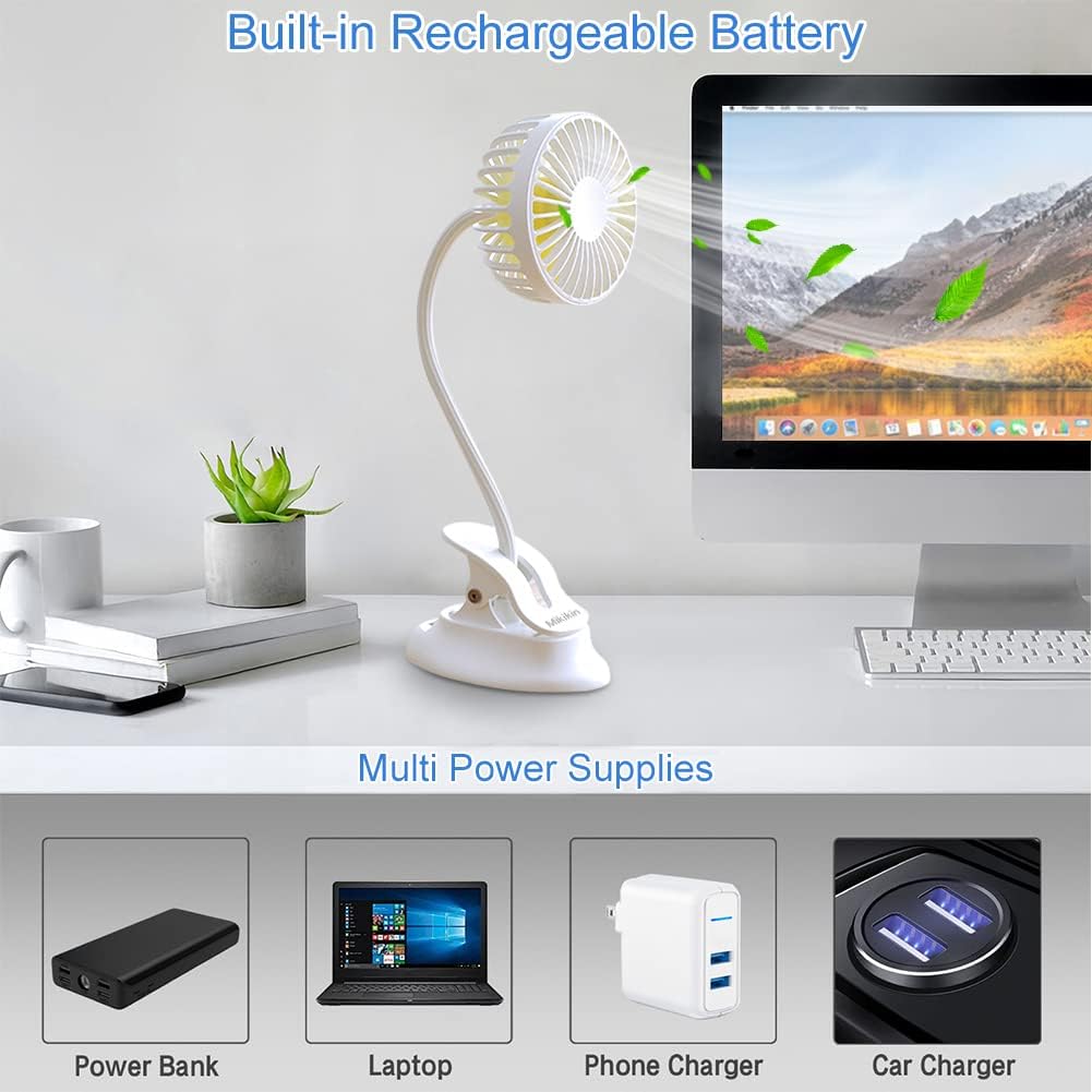 Ventilador pequeño con clip, ventilador portátil con batería USB, ventilador...