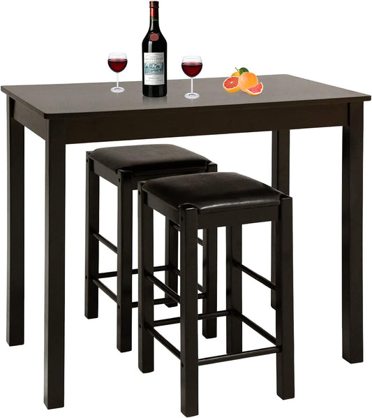 Mesa de comedor, mesa de bar, juego de mesa de comedor de 3 piezas, mesa de