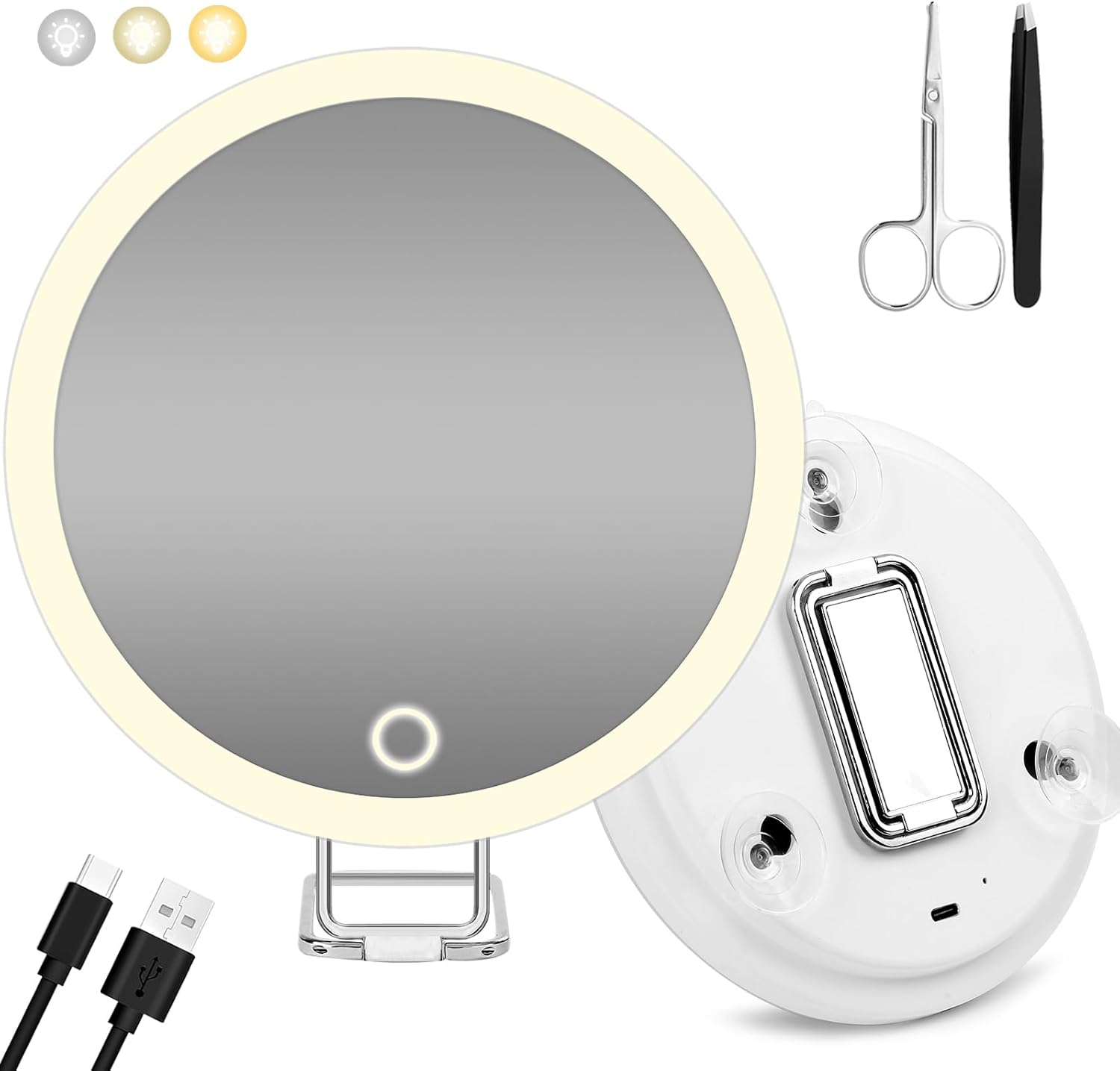 Espejo de aumento con luz 30X, grande recargable de 6 pulgadas, 3 modos de...