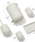 Juego de accesorios de baño pequeños de color beige y blanco con mini bote de...