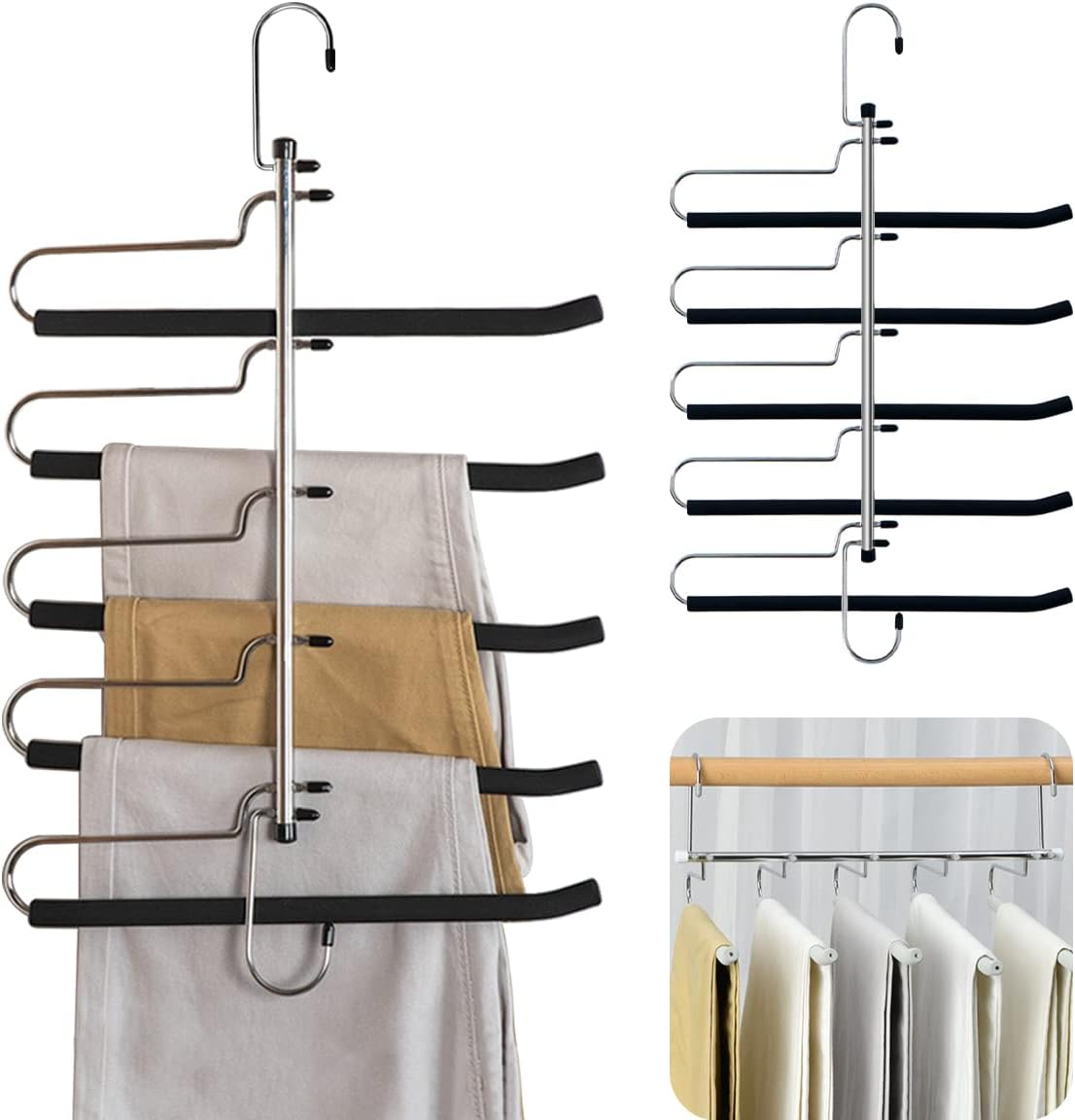 Perchas para pantalones que ahorran espacio, perchas mágicas resistentes para