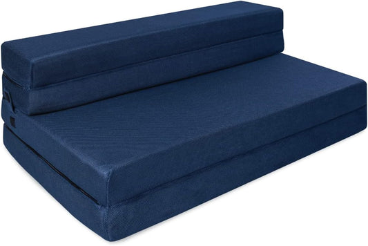 Colchón plegable de espuma de tres pliegues y sofá cama, tamaño individual XL,